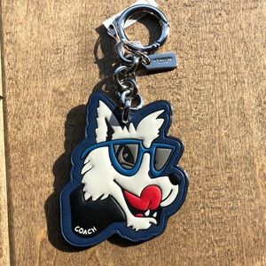 Coach leather wolf key chain & charm